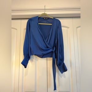 Blue silky blouse